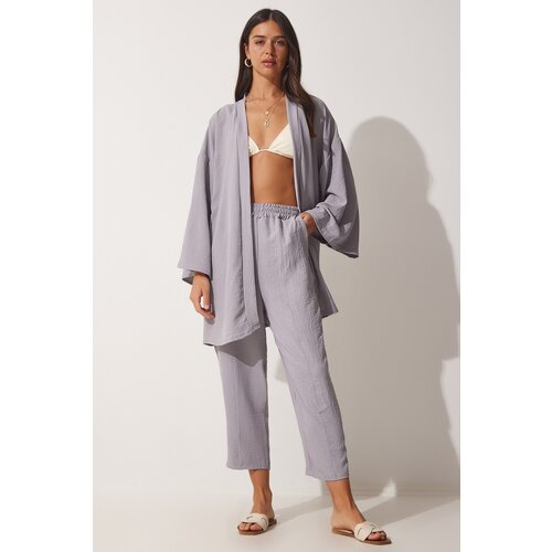  Women&amp;#039;s Gray Kimono Pants Suit Slike