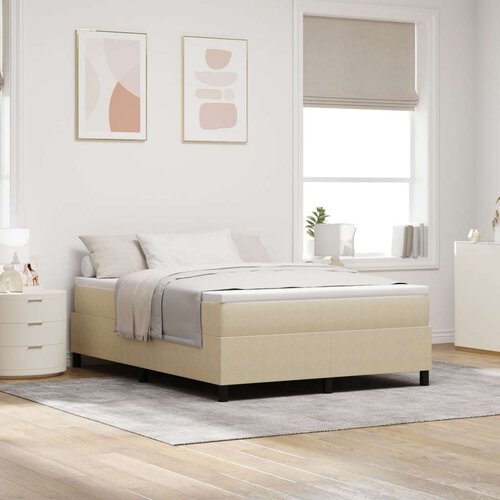 Box Spring Krevet s madracem svijetlozeleno sivo 140x200 cm kordna tkanina Slike