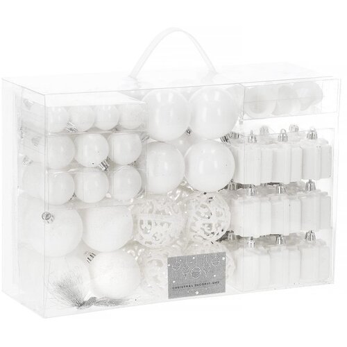 Set božićnih kuglica 3–6 cm – 101 komad, bijele Cene