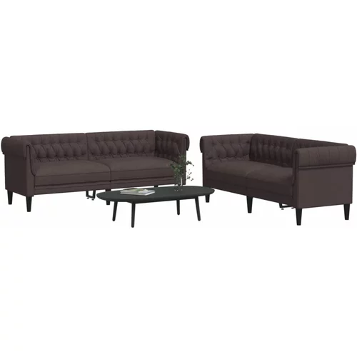  2-dijelni set sofa tamnosmeđi od tkanine