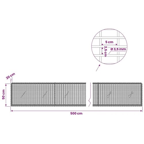  Gabion s žicom debljine 3 5 mm i mrežom 5x2 5 cm 500x20x50 cm - 20 cm 50 cm 500 cm Slike