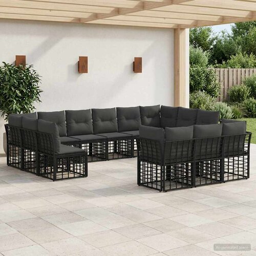  Set vanjskih sofa Crna i tamno siva Poliester Slike
