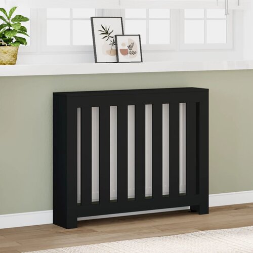 VidaXL Pokrov za radijator crni 104 x 20 x 82 cm konstruirano drvo Slike