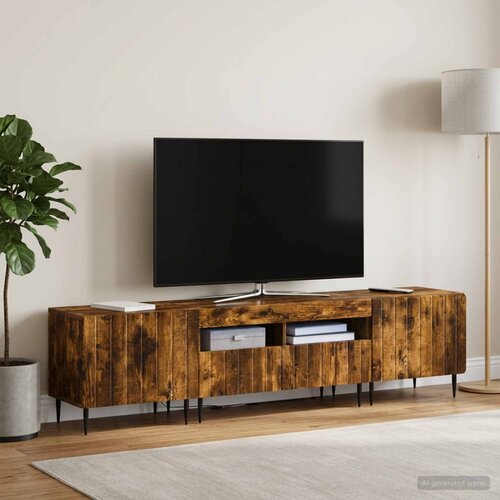  3-dijelni LED TV kabinet ZWOLLE Dimljeni hrast Slike