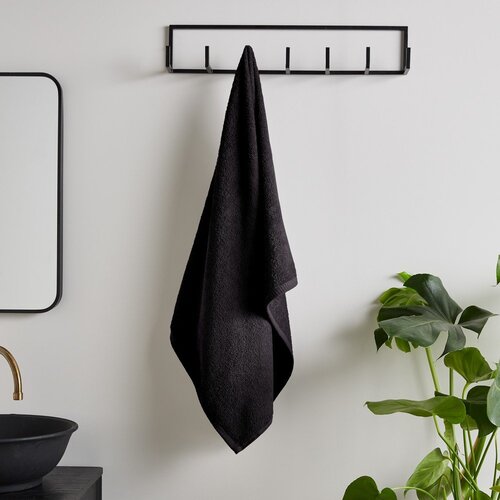 Catherine Lansfield Črna hitro su&amp;scaron;eča frotirna bombažna brisača 70x120 cm Quick Dry &amp;ndash; Slike