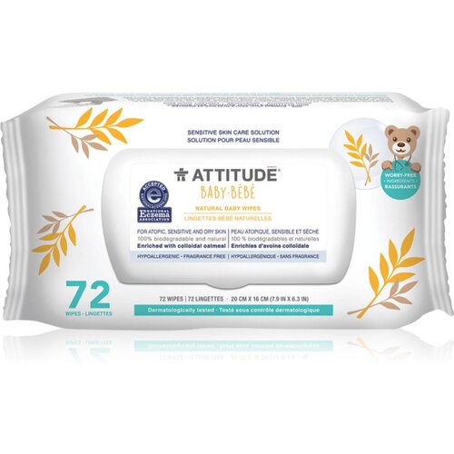 Attitude Baby-Bébé vlažni robčki za otroke za zelo občutljivo suho in atopično kožo 72 kos Cene