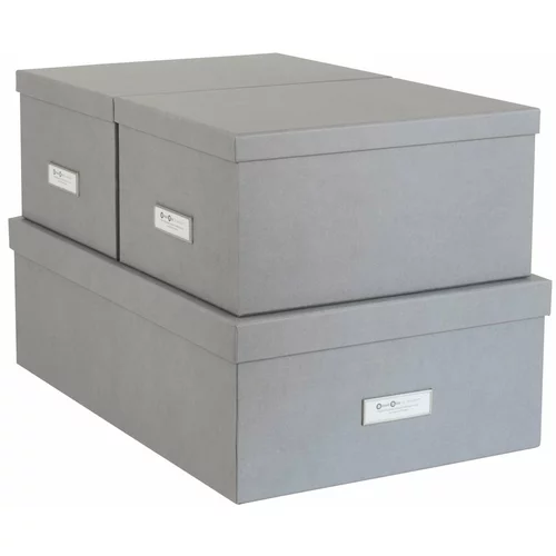 Bigso Box of Sweden Komplet 3 sivih škatel za shranjevanje Bigso