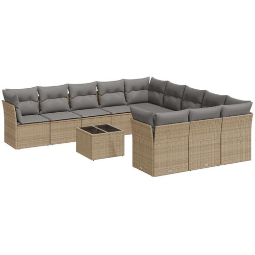  12-dijelni set vrtnih sofa od poliratana s jastucima bež Slike
