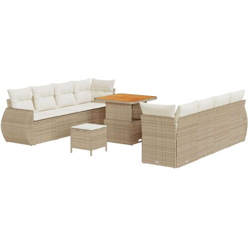  11 dijelni vrtni kauč s jastučićima Bež Poli Ratan Akacija  3 dijelni vrtni blagovaonski set s jastučićima Bež Poli Ratan Akacij Cijene