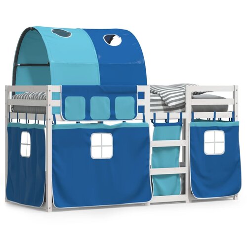 vidaXL Krevet na kat sa zavjesama plavi 75x190 cm od masivne borovine Cijene