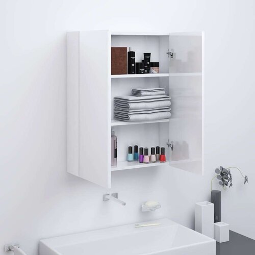 vidaXL Kopalniška omarica z ogledalom 60x15x75 cm MDF sijoče bela Cene