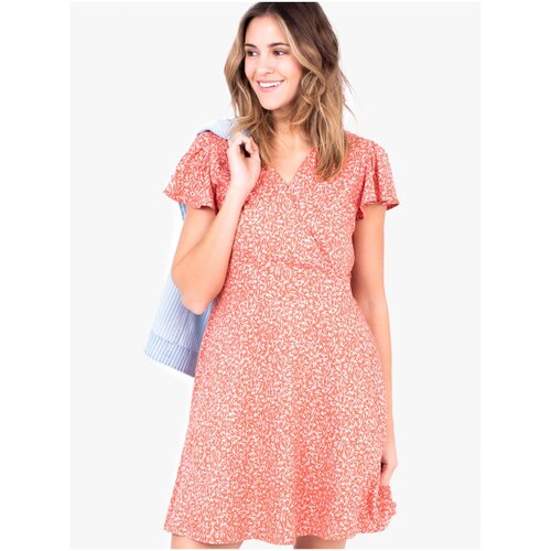 Brakeburn Coral Women Patterned Wrap Dress - Women Slike