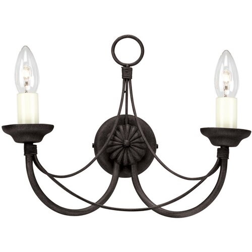 Elstead Lighting Elstead Carisbrooke Notranja stenska svetilka z 2 lučema, črna - stekleni senčnik ni priložen, E14, (22099294) Cene