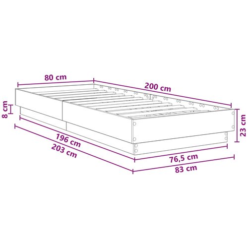  Okvir kreveta za pod Crni hrast 80 x 200 cm Konstruirano drvo Slike