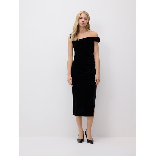 Reserved Midi haljina od velura - crno Cijene