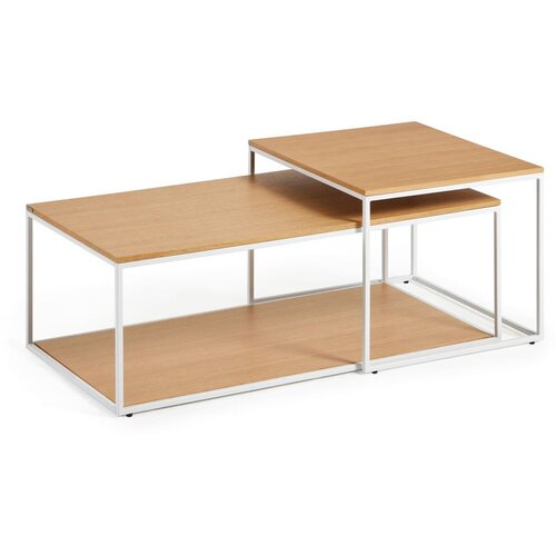 Kave Home Mizice v kompletu 2 ks z mizno ploščo v hrastovem dekorju v svetli naravni barvi 50x100 cm Yoana – Cene