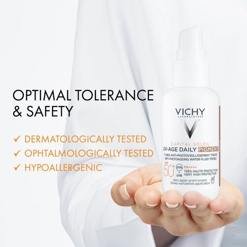 Vichy Capital Soleil Daily SPF50+ za&amp;scaron;čitni tonirani fluid za obraz SPF 50+ odtenek Medium 40 ml Slike