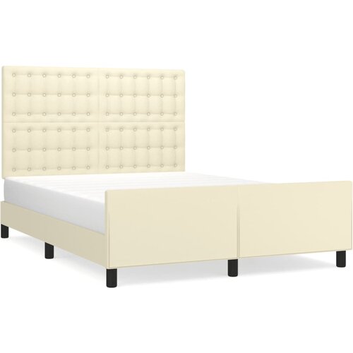 vidaXL Posteljni okvir z vzglavjem krem 140x200 cm umetno usnje, (20903750) Cene