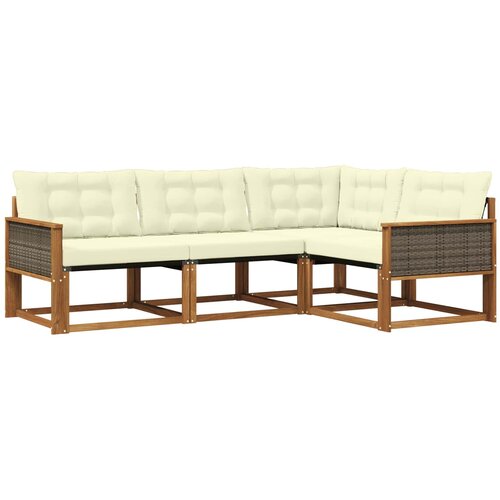 vidaXL Zunanja garnitura za sedenje z blazino 4 pcs Naravna in smetana, (5000273584) Cene