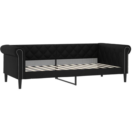  Dnevni krevet crni 90 x 200 cm od umjetne kože Slike