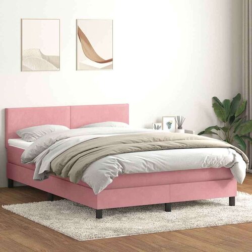 Box Spring krevet s madracem ružičasti 140x220 cm baršun Cene