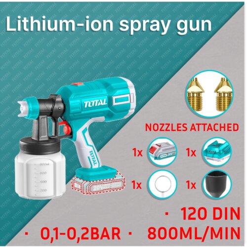 Total akumulatorski pi&amp;scaron;tolj za raspr&amp;scaron;ivanje 120Din-s/800ml/min /P20S (SET Baterija 1x2Ah, Punjač) (TSGLI20406) Slike