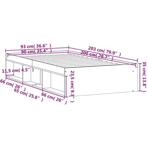 vidaXL Posteljni okvir črn 90x200 cm Cene