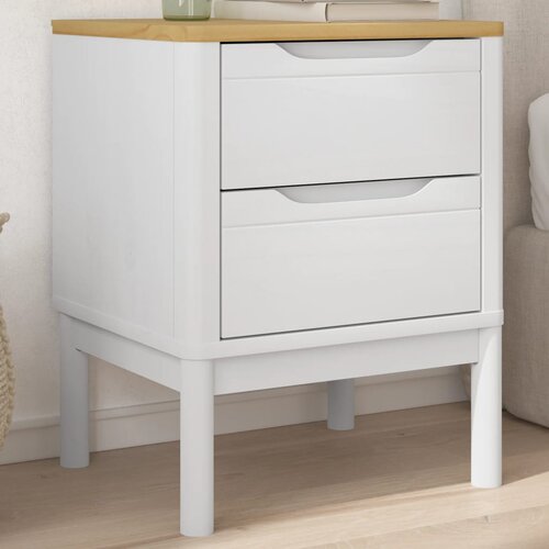 The Living Store Nočna omarica bela 45x39x57 cm trdna borovina - Nočna Omarica, (21568410) Slike