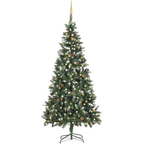  Umjetno božićno drvce s LED svjetlima i kuglicama 210 cm
