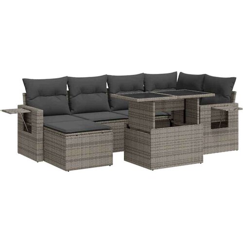 VidaXL 7-dijelni set vrtnih sofa sivi od poliratana Slike