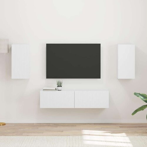  Komplet TV omaric 4 pcs Bela Konstruiran les, (5000132396) Cene
