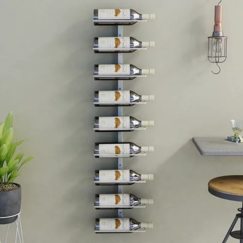  Zidni stalak za vino za 9 boca bijeli željezni