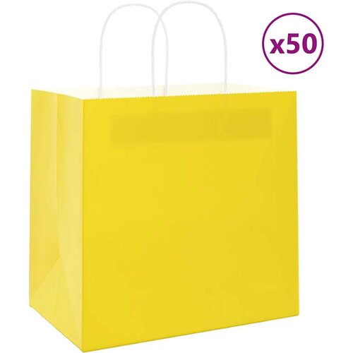  Papirnate vrećice 50 kom s ručkama žute 26x17x25 cm Cene