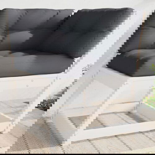 vidaXL Vrtni kotni kavč z blazinami bel 73x73x78 cm trdna borovina Cene