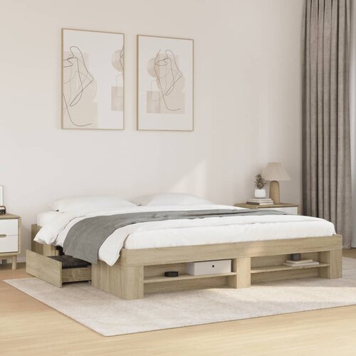 Furnova Posteljni okvir brez vzmetnice hrast 180x200 cm inženirski les, (21941410) Slike