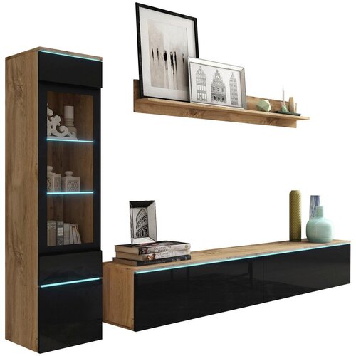 P &amp;amp; B Dnevni Regal Vera, Barva Hrasta, Črna, 3-Delno, Led Slike