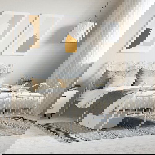 VidaXL Metalni okvir kreveta uzglavlje i podnožje bijeli 120x190 cm Slike