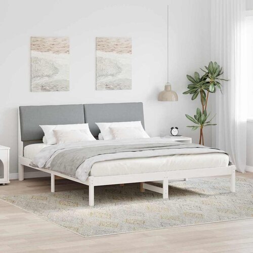  Okvir kreveta s uzglavljem Bijela i svijetlosiva 180 x 200 cm Cijene