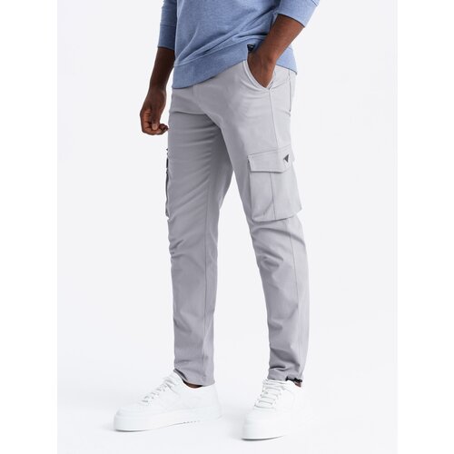 Ombre Men&amp;#039;s STRAIGHT LEG cargo pants with triangle pocket pin - gray Slike
