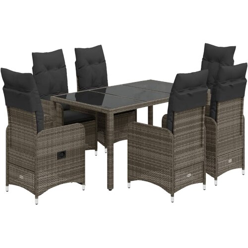 vidaXL 5-dijelni vrtni bistro set od poliratana s jastucima sivi Cijene