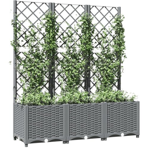  Vrtna sadilica s re&amp;scaron;etkom svjetlosiva 120 x 40 x 136 cm PP Slike