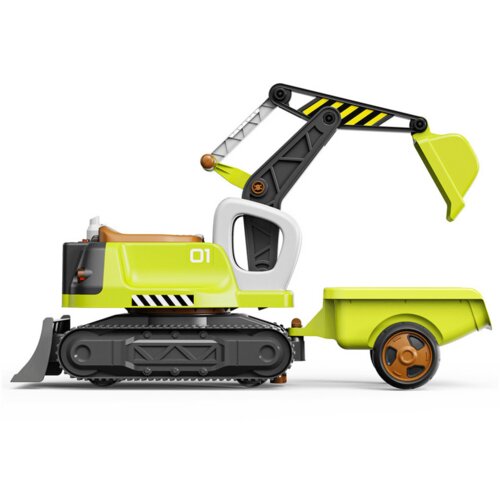 Lean Toys Poganjalec bager s prikolico Luči Zvok dim zelena Slike