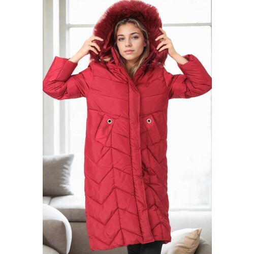 Dewberry Z6751 WOMEN&amp;#039;S COAT-BURGUNDY-1 Slike