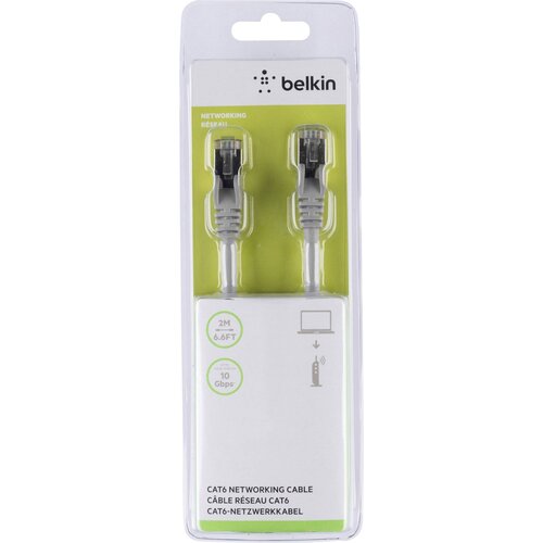 Belkin A3L981BT02M-H-S RJ45 omrežni kabel\, Patch kabel CAT 6 S/FTP 2.00 m siva z za&scaron;čitnim zapornim zatičem 1 kos, (20418218) Cene