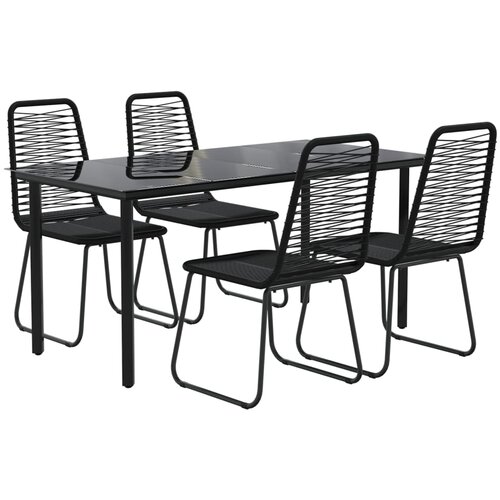  5-dijelni vrtni blagovaonski set crni Crna Dužina stola 160 cm Slike