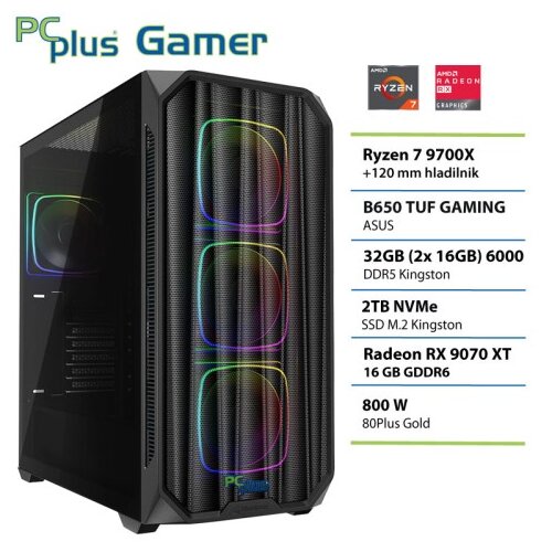 PCPLUS Gamer Ryzen 7 9700X 32GB 2TB SSD RX 9070XT gaming namizni računalnik Cene