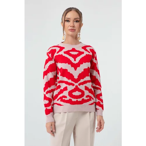 Lafaba Women's Red Zebra Jacquard Knitwear Sweater