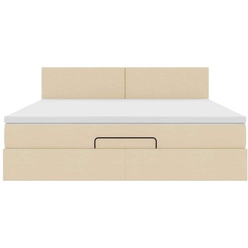 VidaXL Otomanski krevet s madracem krem 160x200 cm od tkanine Slike