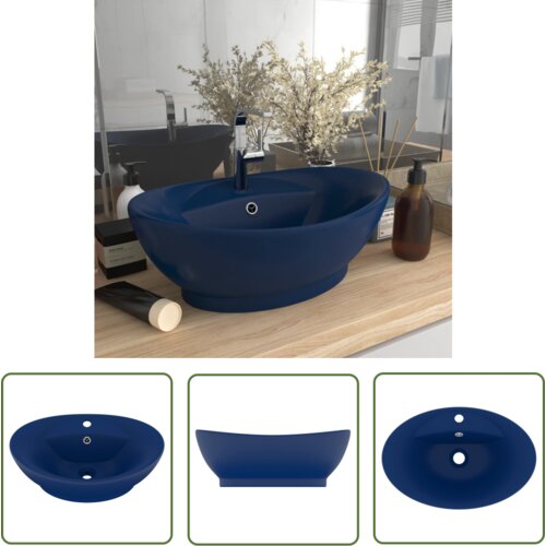 The Living Store Razkošen umivalnik ovalen mat temno moder 58,5x39 cm keramika - Razkošen Umivalnik, (21744833) Cene