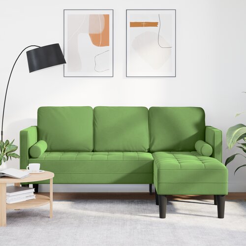 vidaXL 3-sedežna kavč s chaise l oblikovan svetlo zelena 160 cm iz samta Cene